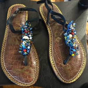 Sam Edelman summer thong strap sandal with beads and shells